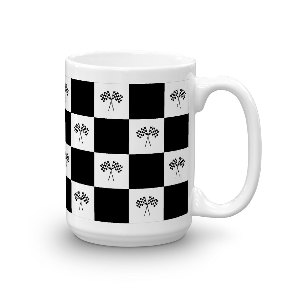 Checkered Coffee Mug with Racing Flags Pit Stop Accessories